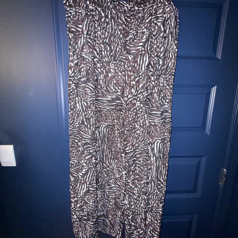 Brown and White Printed Pants